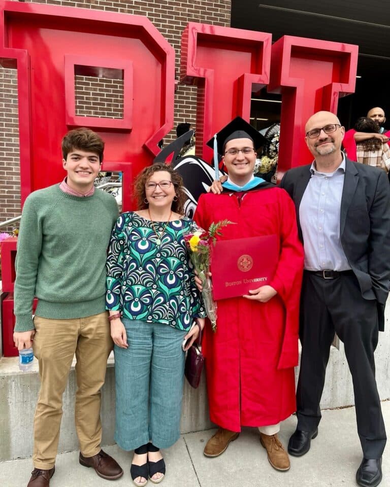 Julien Herpers '11 with his family upon graduation at Boston University